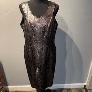 Evan Picone A-Line Dress Black Silver Shimmery‎ Evening Wedding Party Sz14